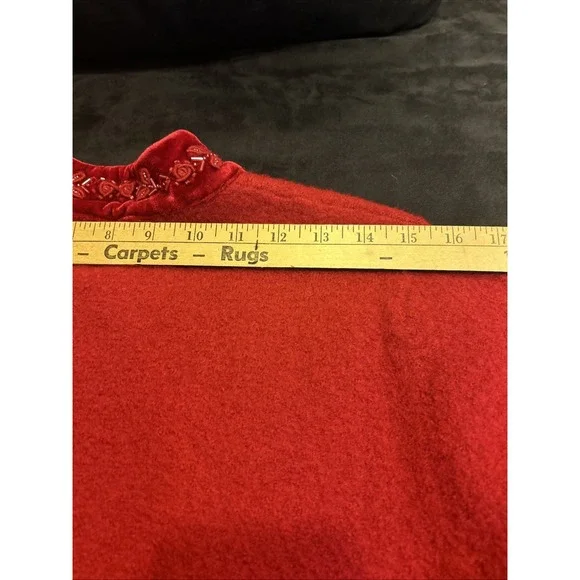 Alexandra Bartlett y2k vtg Red boiled wool cardigan sweater jacket Small Beaded - Picture 13 of 15